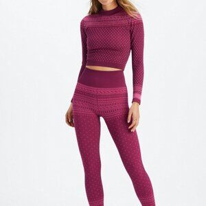 Fabletics High-Waisted Seamless Fair Isle Legging – Merlot/Multi – Size L
